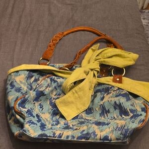 Deux Lux Blue and Yellow Patterned Shoulder Bag